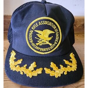 NRA National Rifle Association Trucker Hat Snapback Men's Black Gold Laurel